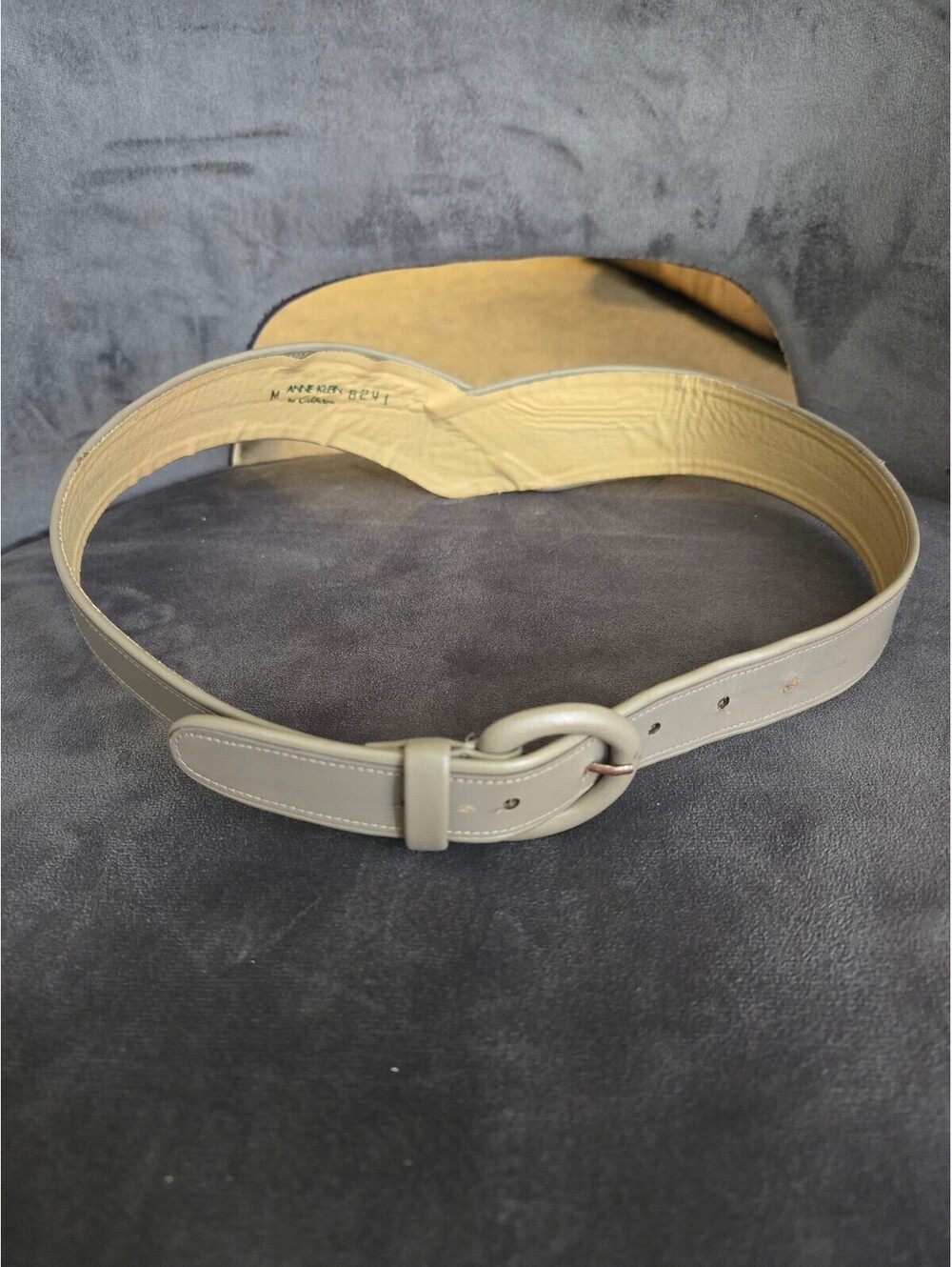 Anne Klein for Calderon Vintage Taupe Gray Genuine Leather Contour Belt Size M